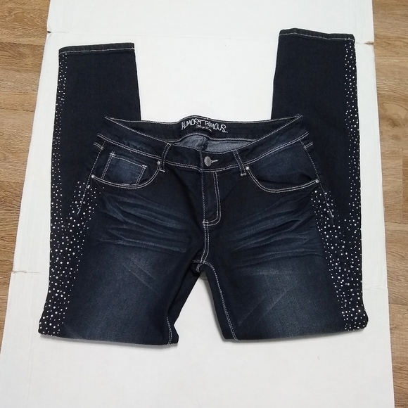 ALMOST FAMOUS embellished rhinestone bling jeans, 13 - Picture 2 of 15